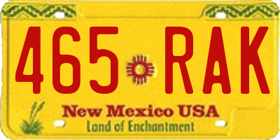 NM license plate 465RAK