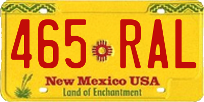 NM license plate 465RAL