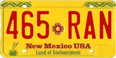 NM license plate 465RAN