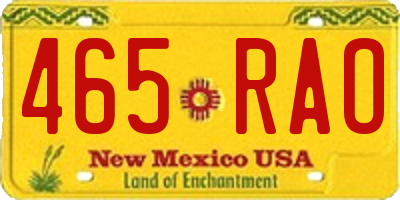 NM license plate 465RAO