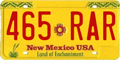 NM license plate 465RAR