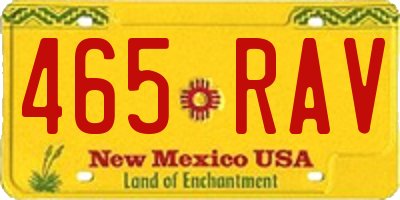 NM license plate 465RAV