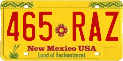 NM license plate 465RAZ