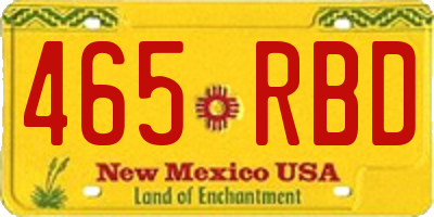 NM license plate 465RBD