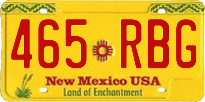 NM license plate 465RBG