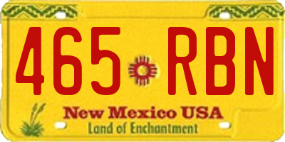 NM license plate 465RBN