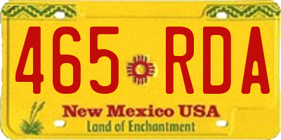 NM license plate 465RDA