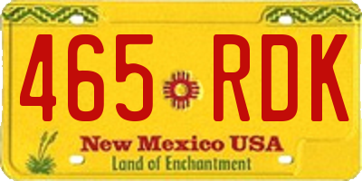 NM license plate 465RDK