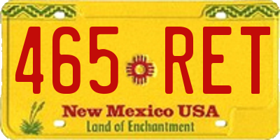 NM license plate 465RET