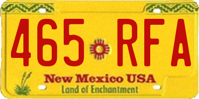 NM license plate 465RFA