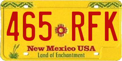 NM license plate 465RFK