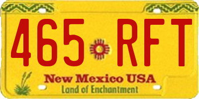 NM license plate 465RFT