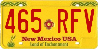 NM license plate 465RFV