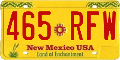 NM license plate 465RFW
