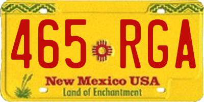 NM license plate 465RGA