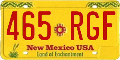 NM license plate 465RGF