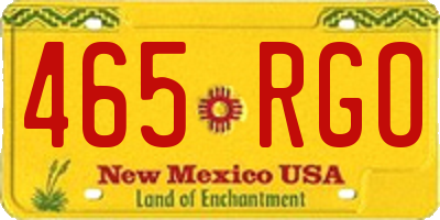 NM license plate 465RGO