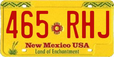 NM license plate 465RHJ