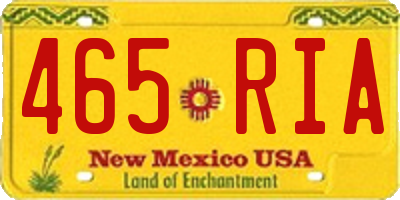 NM license plate 465RIA