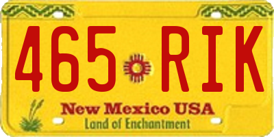 NM license plate 465RIK