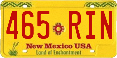 NM license plate 465RIN
