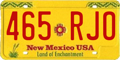 NM license plate 465RJO