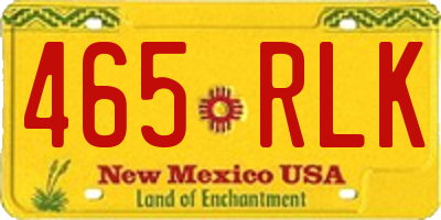 NM license plate 465RLK