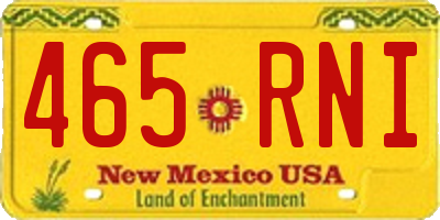 NM license plate 465RNI