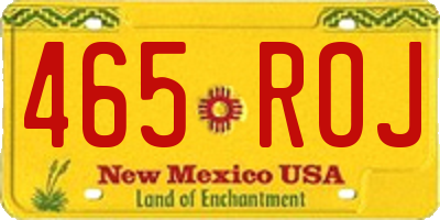 NM license plate 465ROJ