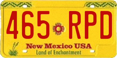 NM license plate 465RPD