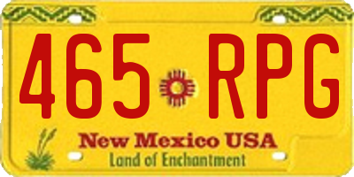 NM license plate 465RPG