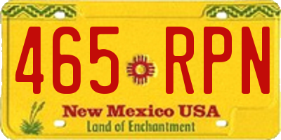 NM license plate 465RPN