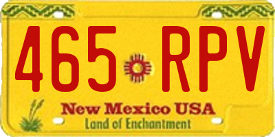 NM license plate 465RPV