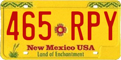 NM license plate 465RPY