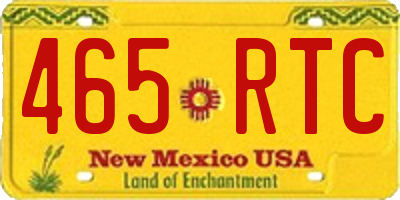 NM license plate 465RTC