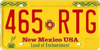 NM license plate 465RTG