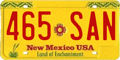 NM license plate 465SAN