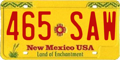 NM license plate 465SAW