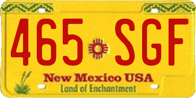 NM license plate 465SGF