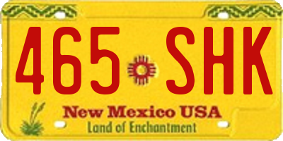 NM license plate 465SHK