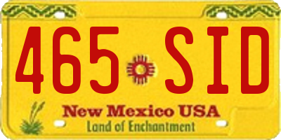 NM license plate 465SID
