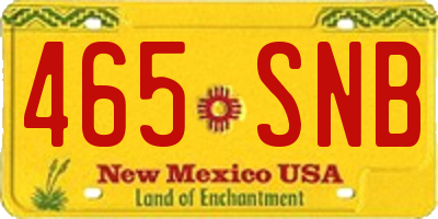 NM license plate 465SNB