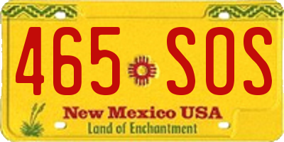 NM license plate 465SOS