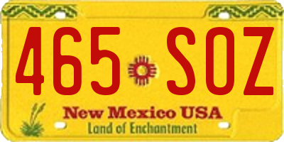 NM license plate 465SOZ