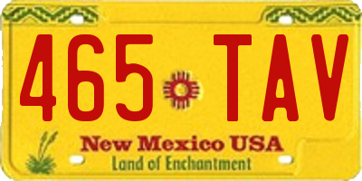 NM license plate 465TAV