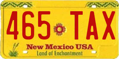NM license plate 465TAX