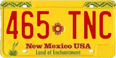 NM license plate 465TNC