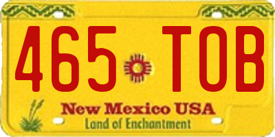 NM license plate 465TOB