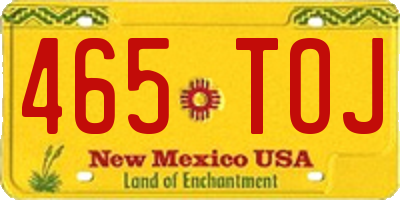 NM license plate 465TOJ