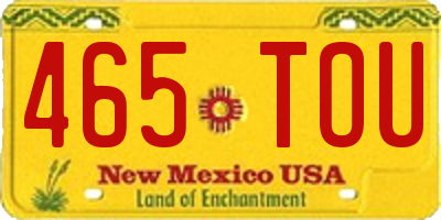 NM license plate 465TOU